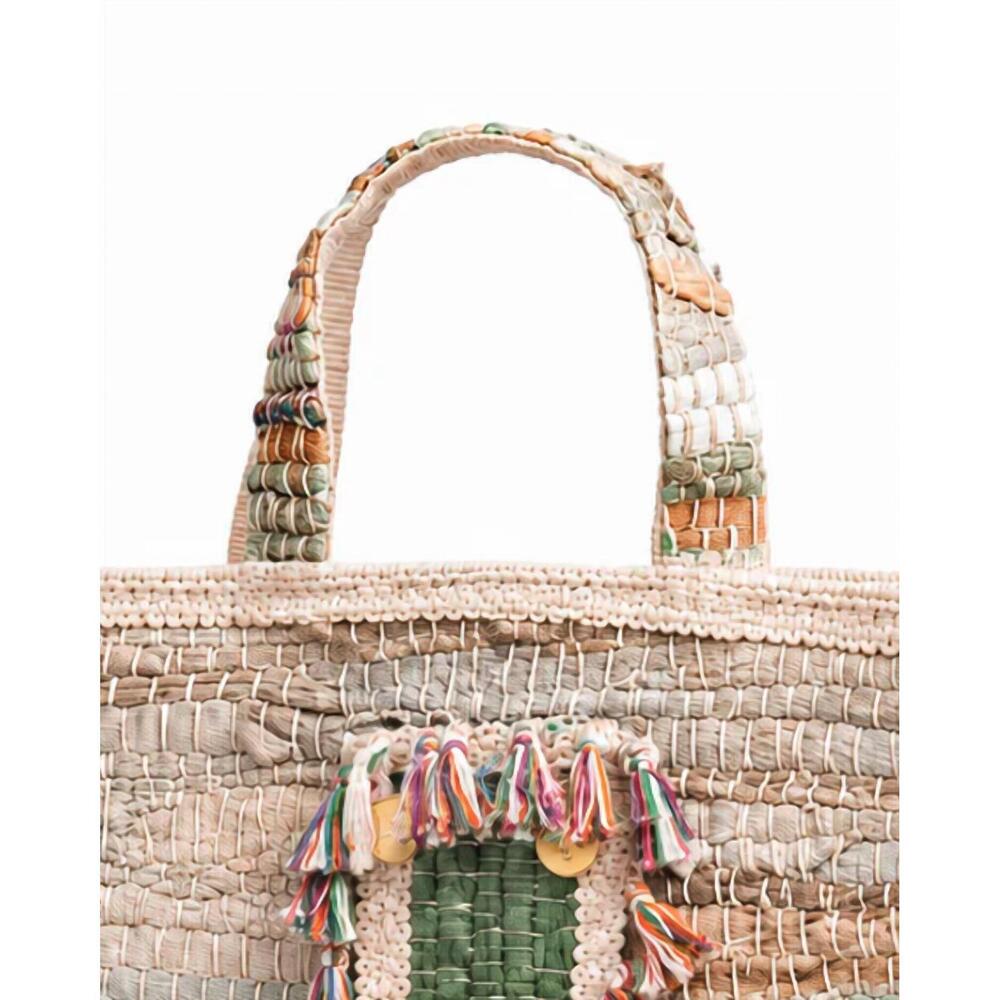 NEW ELEKTRA'S WORKSHOP women's mini crossbody tassel bag in green - Picture 2 of 4